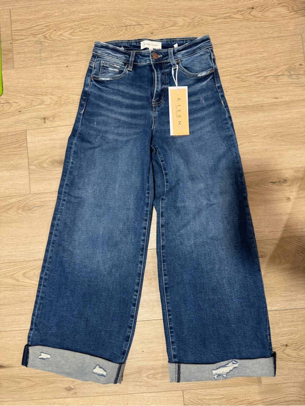 RISEN Dark Blue Wide Leg High-Rise Jeans